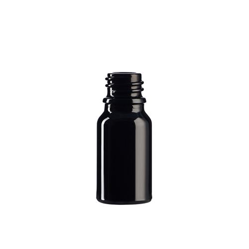 Black glass bottle without cap, 15 ml