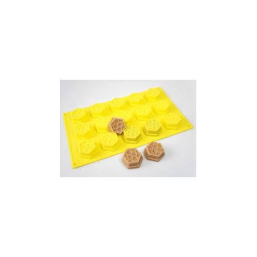 Silicone mold for chocolate and soap, 15x honeycomb