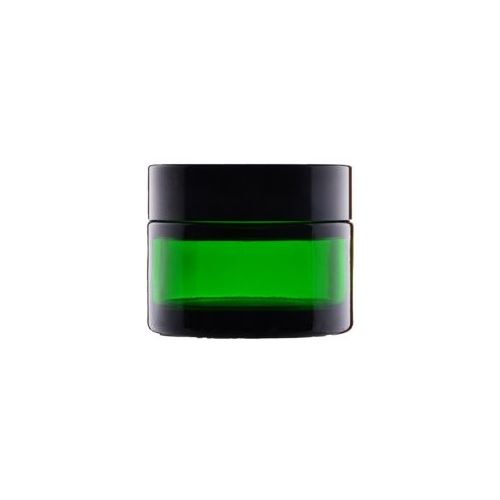Glass packaging with an intermediate lid, green with a black lid, 50 ml