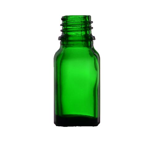 Glass bottle without cap, green, 10 ml