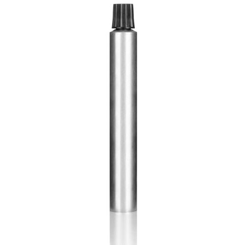 Silver aluminum cosmetic tube with black cap, 15 ml