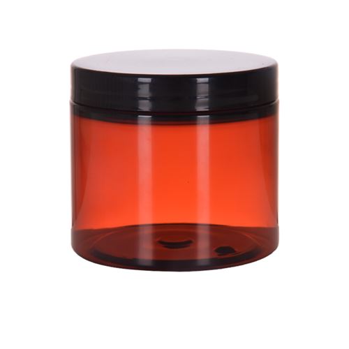 Brown plastic can with black lid, 200 ml