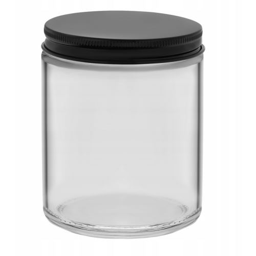 Glass container with black lid 300ml