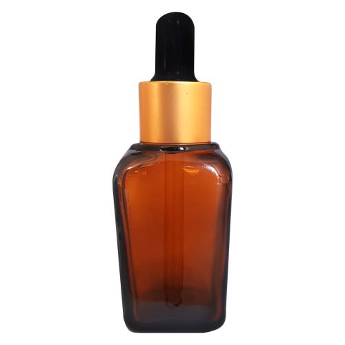 Square brown glass dropper bottle, 30 ml