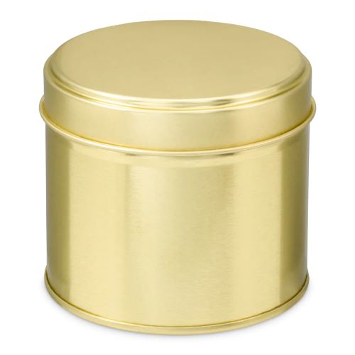 Round golden tin can with lid, 250 ml