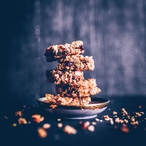 Homemade muesli bars with nuts and dried fruit