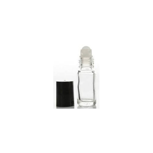 Clear glass roll-on with black cap, 5 ml