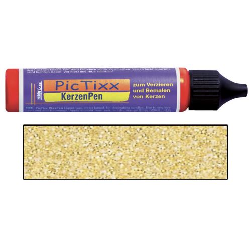 Wax pen for painting candles 29 ml, gold with glitter