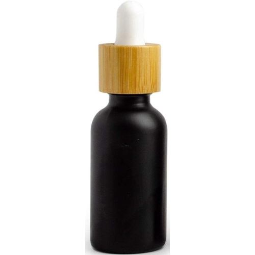 Black glass bottle with bamboo pipette, 30 ml