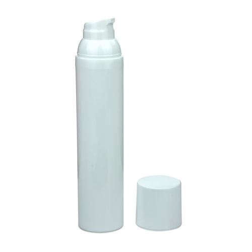 Airless white plastic bottle, 100 ml