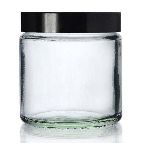 120ml glass container for cream glass with a black lid