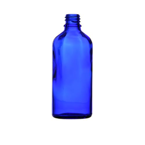 Glass bottle without cap, blue, 100 ml