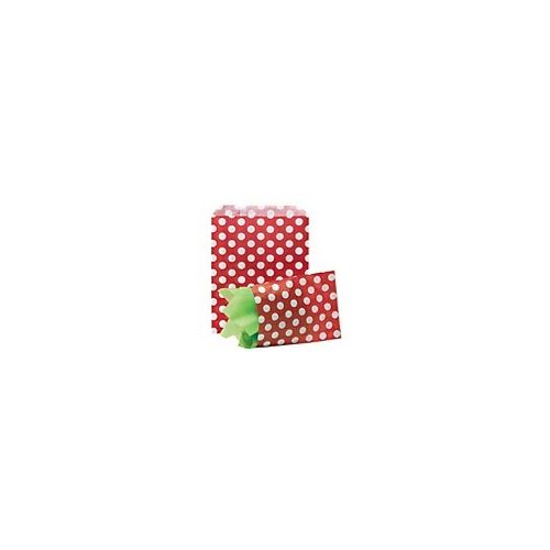 Paper bag 13 x 18 cm, red with dots, pack of 50