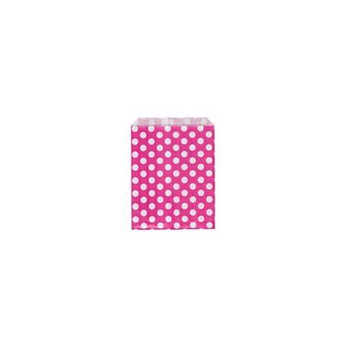 Paper bag 18 x 23 cm, pink with polka dots, pack of 50 pcs