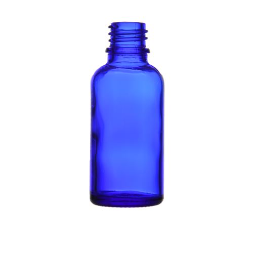 Glass bottle without cap, blue, 30 ml