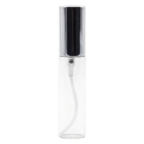 Glass perfume container with atomizer and silver cap, 10 ml