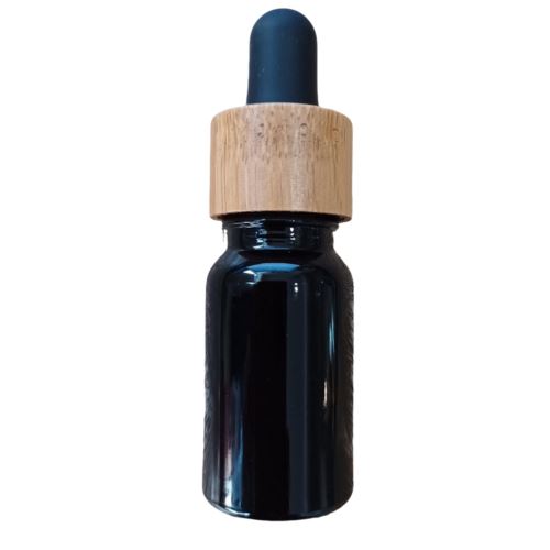 Glass bottle with bamboo pipette black, 10 ml