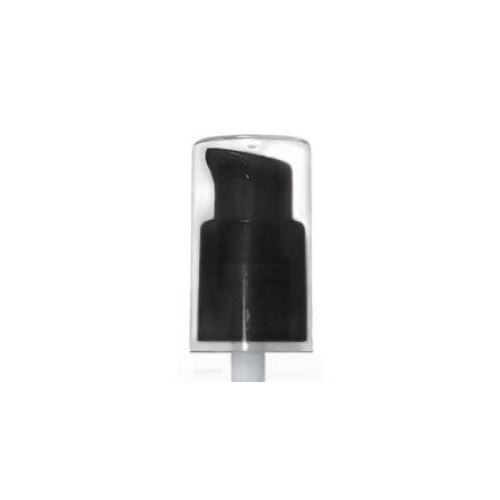 Black pump cap with clear cover for size 24/410 neck