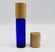 Glass roll-on with metal ball and bamboo cap, blue, 10 ml, 1 pc