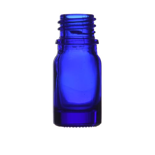 Glass bottle without cap, blue, 5 ml