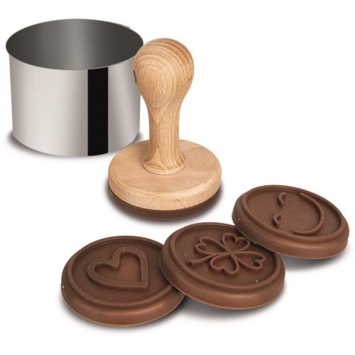 Stamp set wood/silicone/metal, 6 pcs