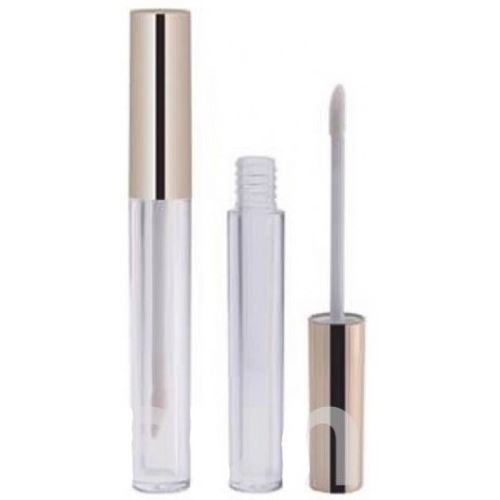 Clear plastic lip gloss container with gold lid, 10 ml