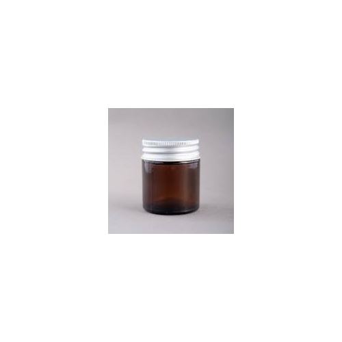 Brown glass container for cream with an aluminum lid, 30 ml