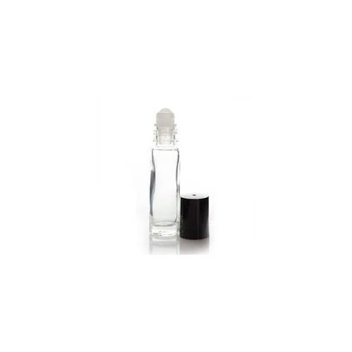 Clear glass roll-on with black cap, 10 ml