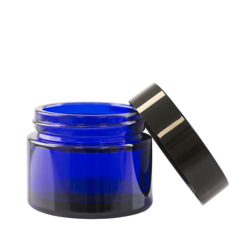 Glass container for cream with a blue lid, 50 ml