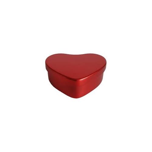 Red tin can with heart-shaped lid, approx. 20 ml