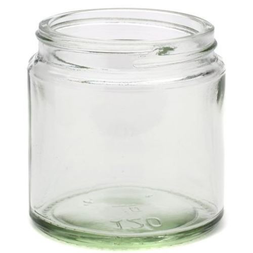 Glass container for cream with an aluminum lid, clear, 120 ml