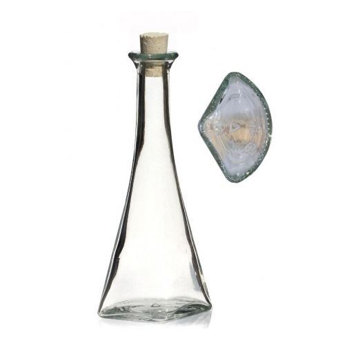 Oval glass bottle with cork, 100 ml