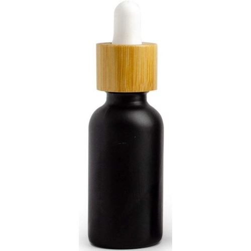 Glass bottle with bamboo pipette black, 10 ml