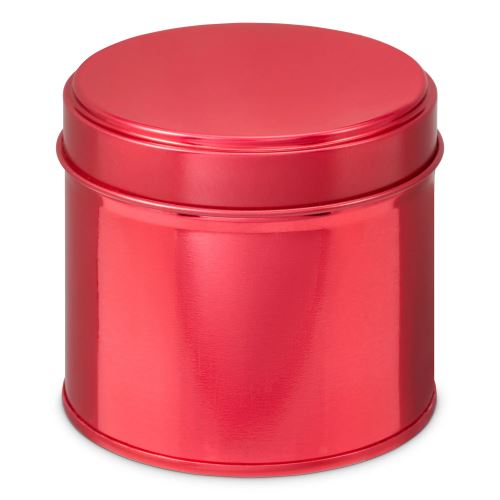 Tin can with lid round red, 250 ml