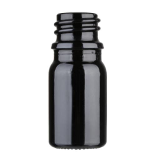 Black glass bottle without cap, 5 ml